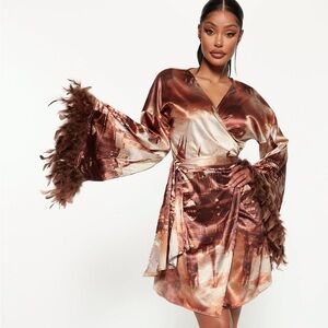 Satin multi color midi dress